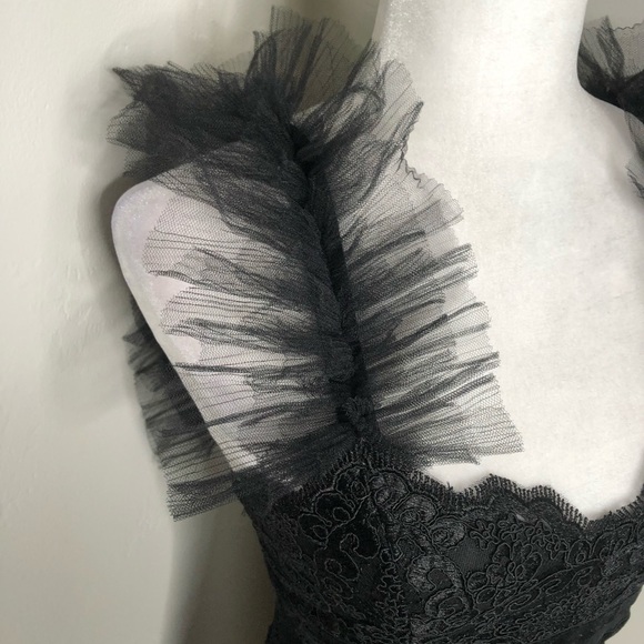 NWOT Bronx & Banco Black Lea Lace Tulle Midi Dress - Picture 7 of 14